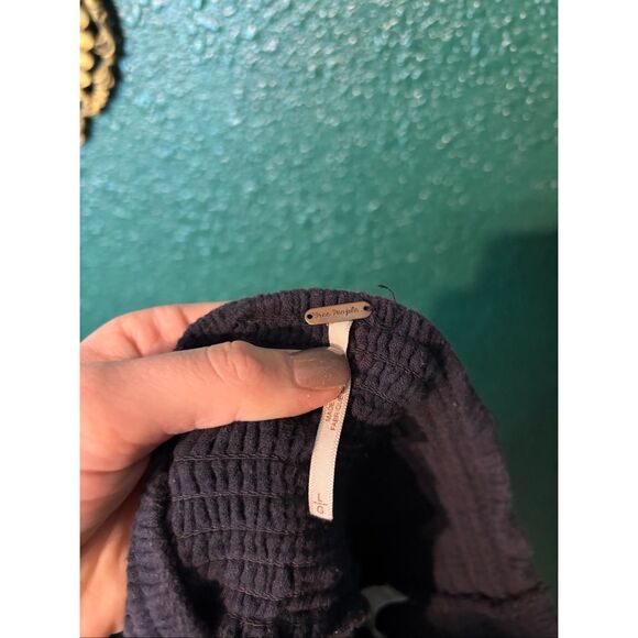 Free People Gauze Black Loose Harem Pants Sz Large - Picture 3 of 4